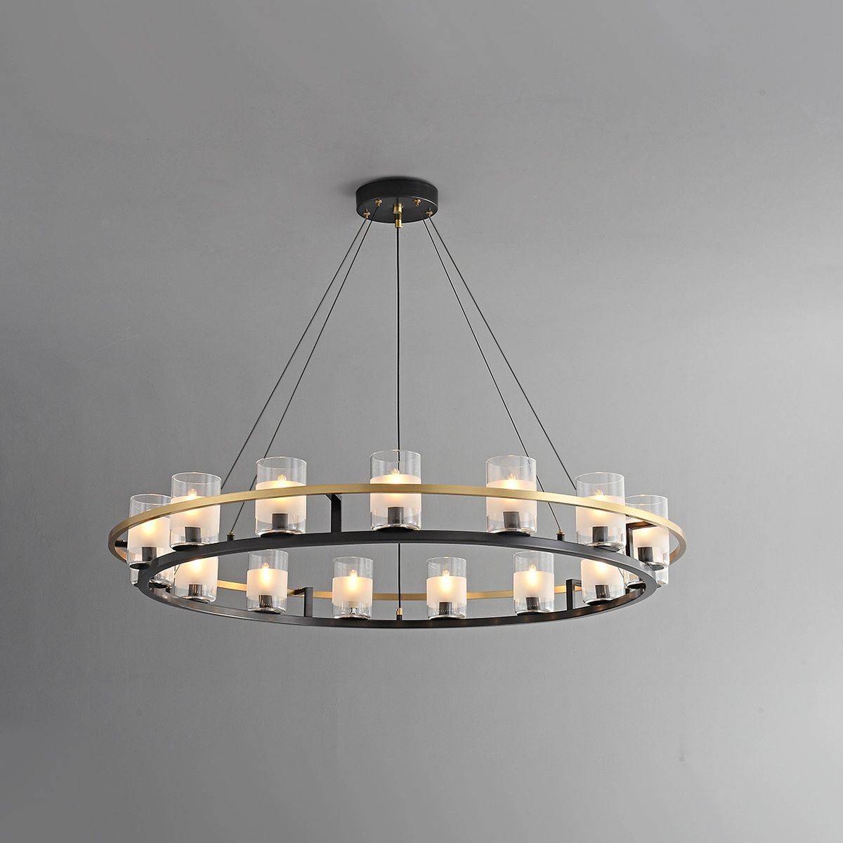 Nordic Art Simulation Candle Glass Chandelier 15 Heads