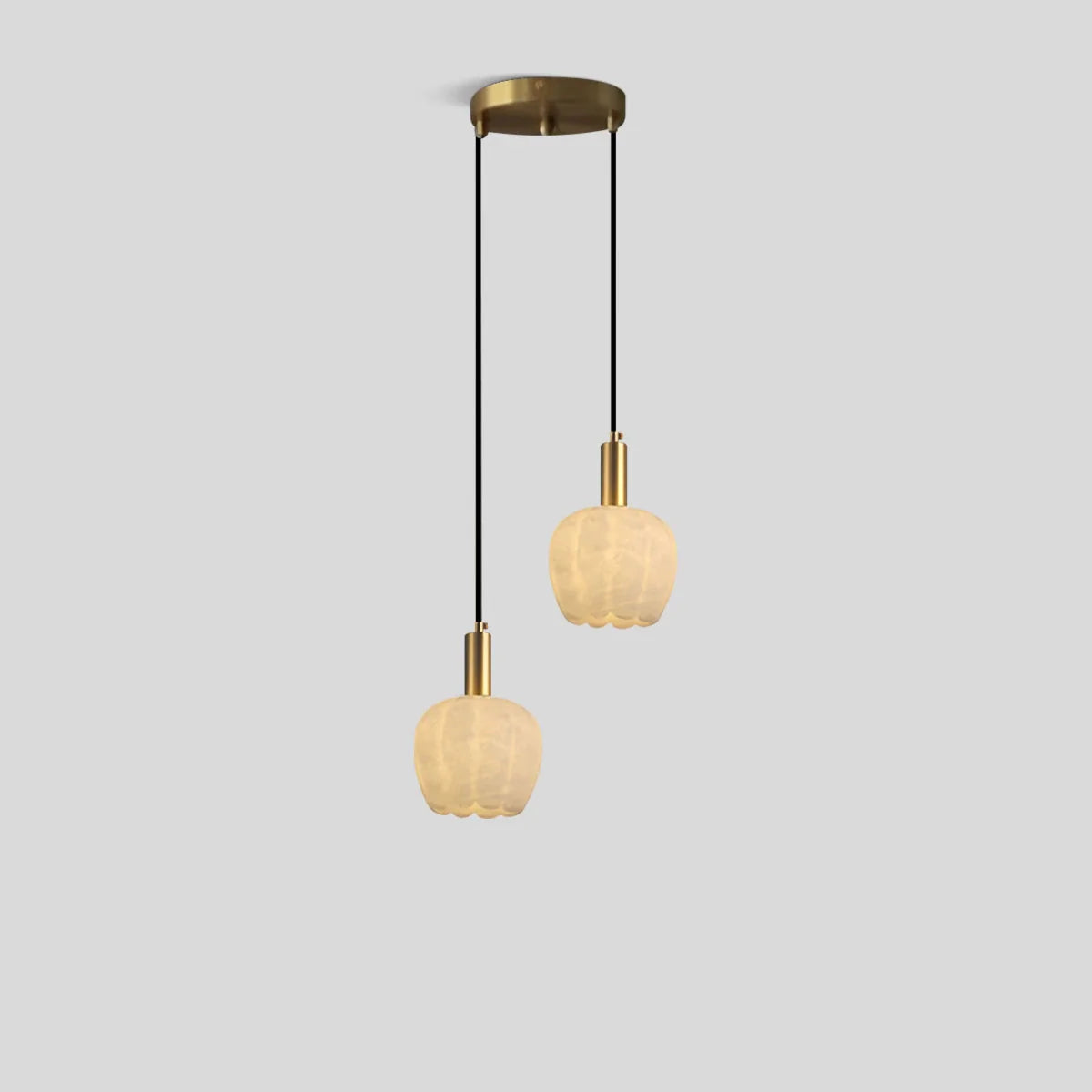 Flower Bud Shaped Spanish Alabaster Pendant Light 2 Heads