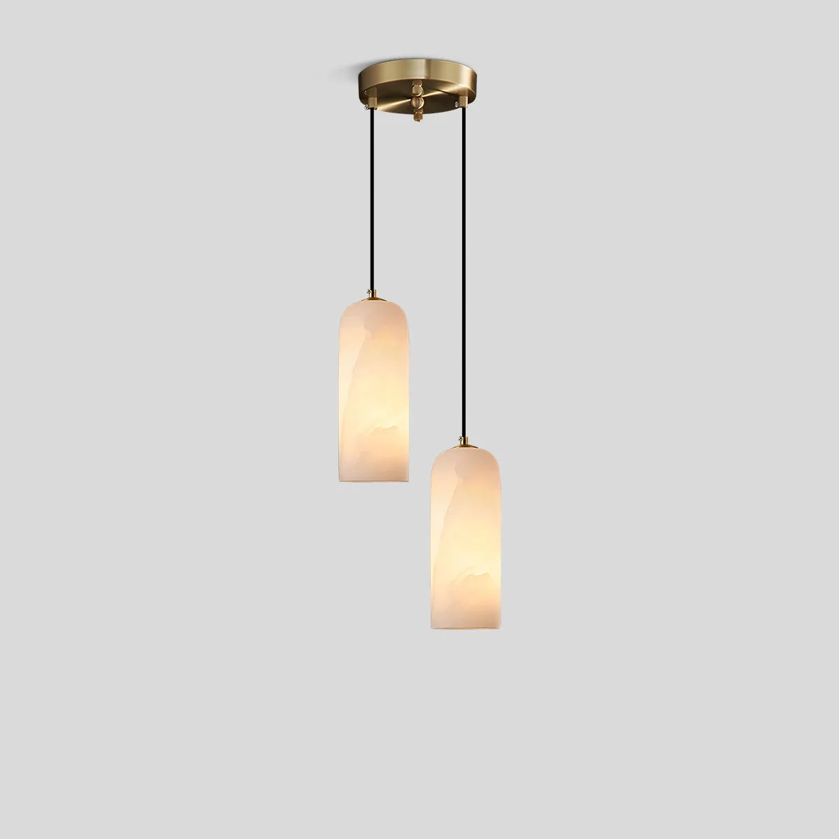 Modern All Copper Spanish Alabaster Pendant Light 2 Heads