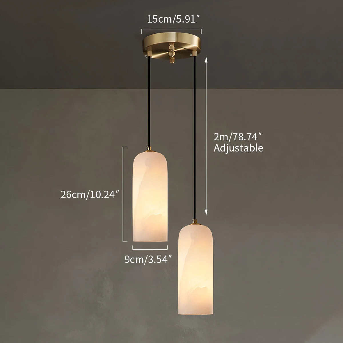 Modern All Copper Spanish Alabaster Pendant Light