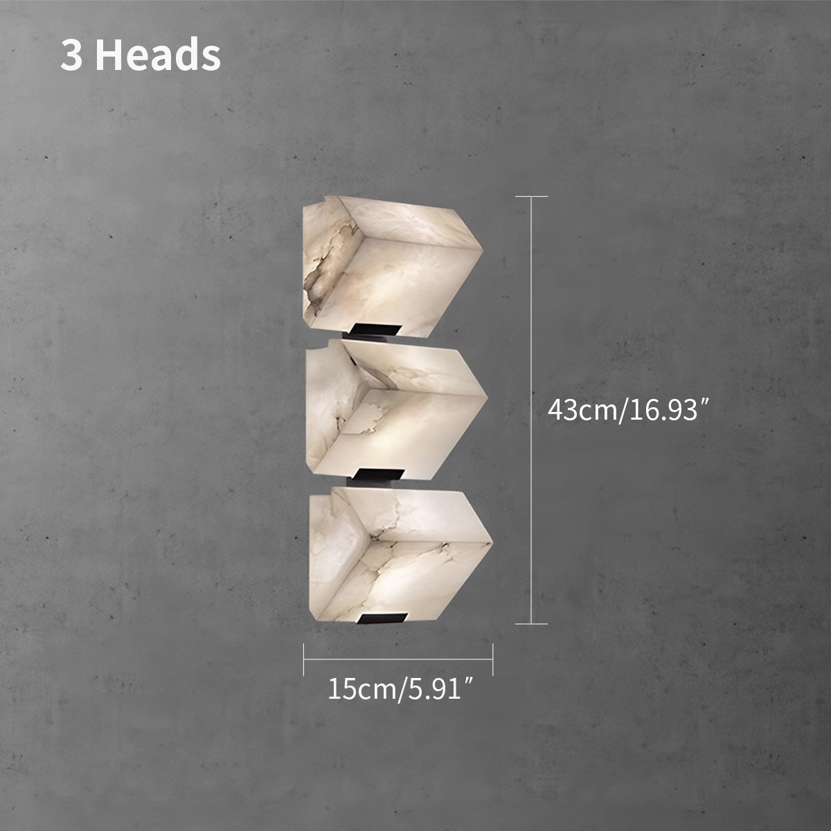 Triple Sloping Block Spanish Alabaster Wall Sconce