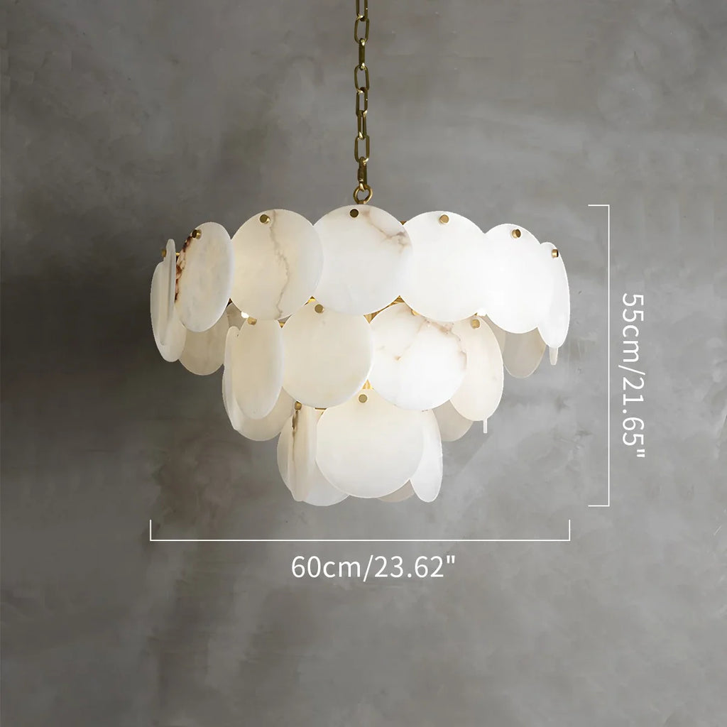 Haown Modern Round Shell Spanish Alabaster Chandelier