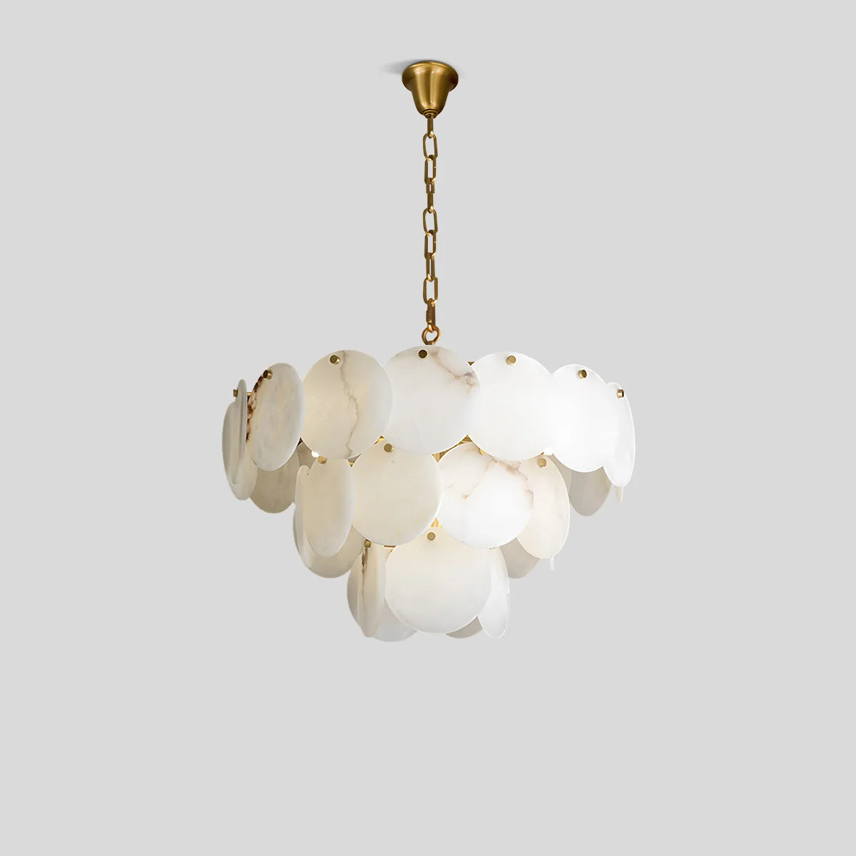Haown Modern Round Shell Spanish Alabaster Chandelier