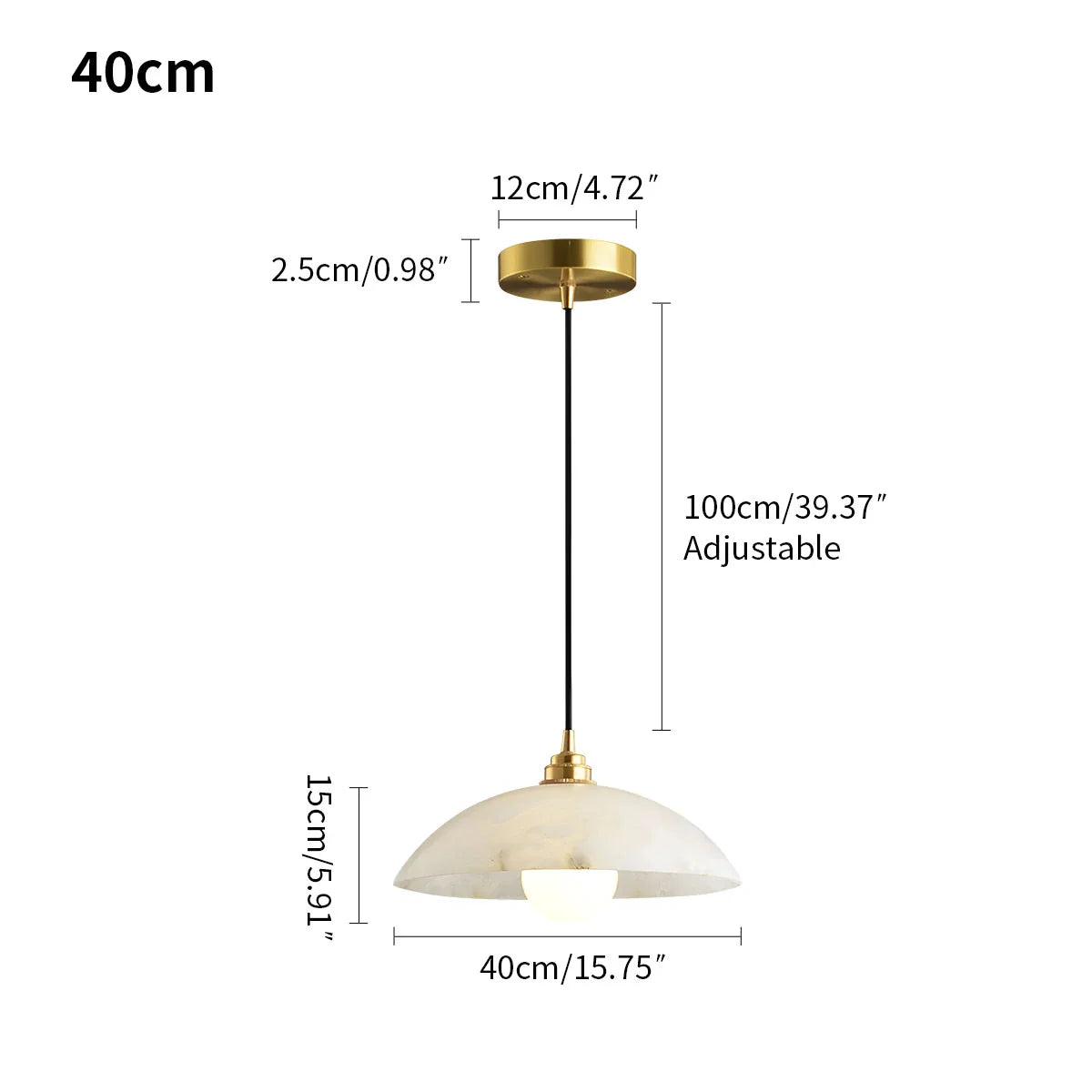 Haown Dome Spanish Alabaster Pendant Light for Dining Room