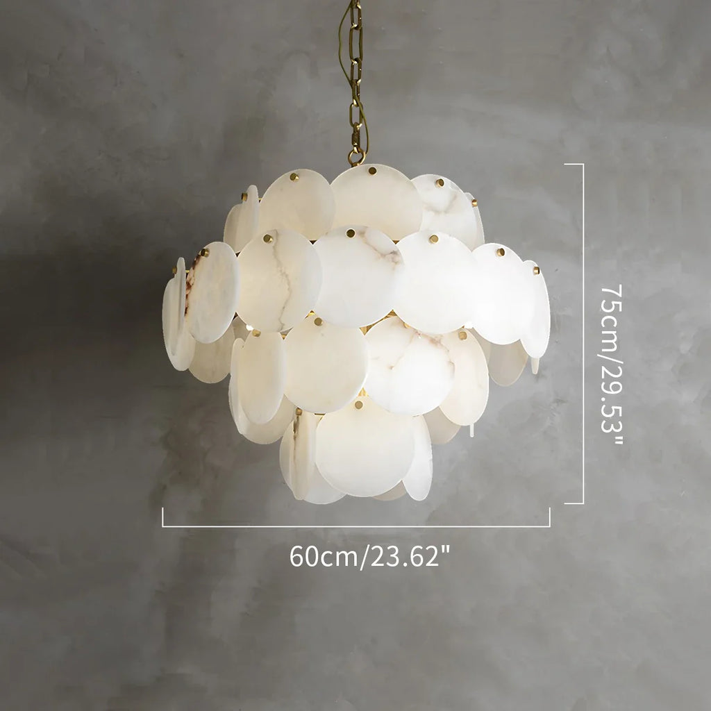 Haown Modern Round Shell Spanish Alabaster Chandelier