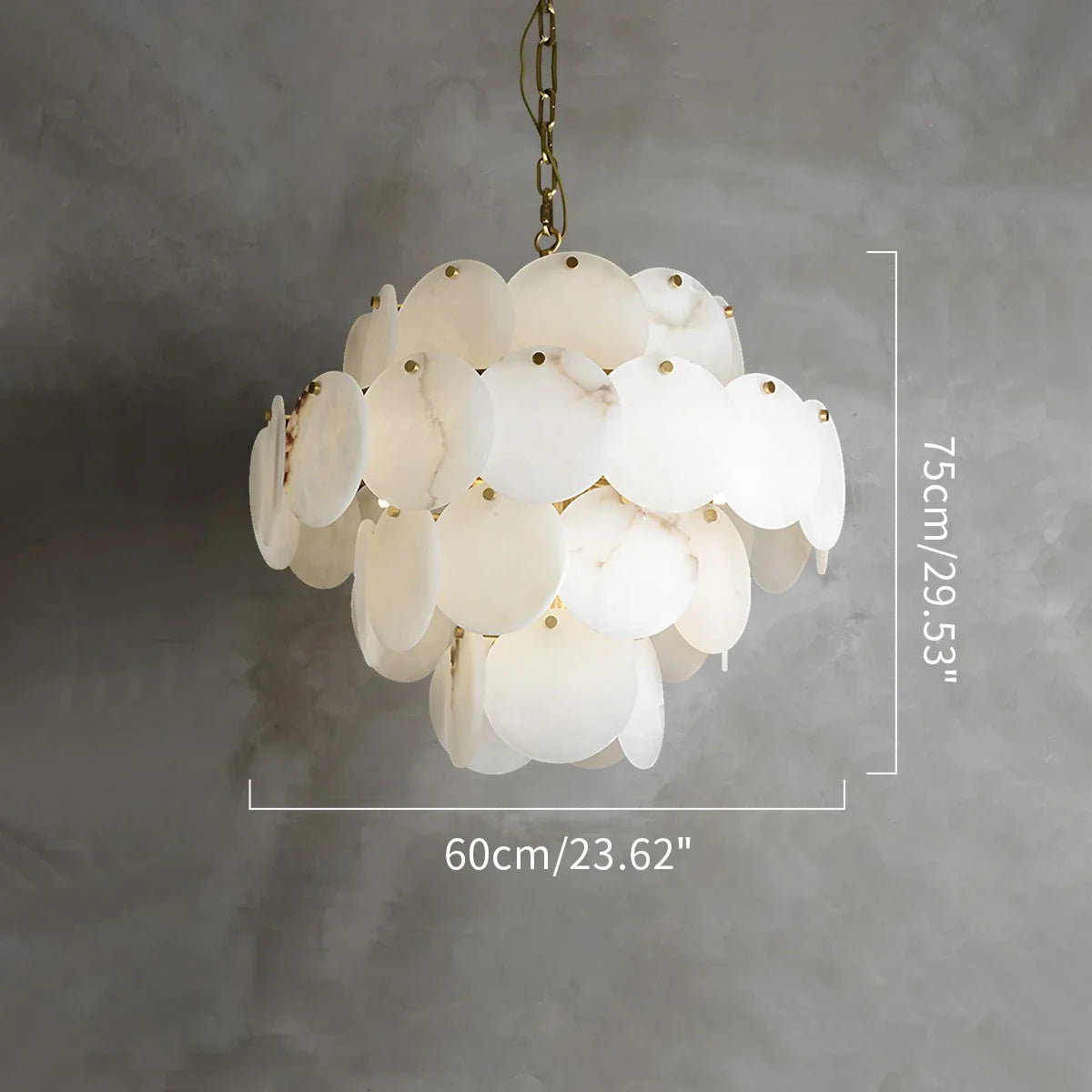 Haown Modern Round Shell Spanish Alabaster Chandelier
