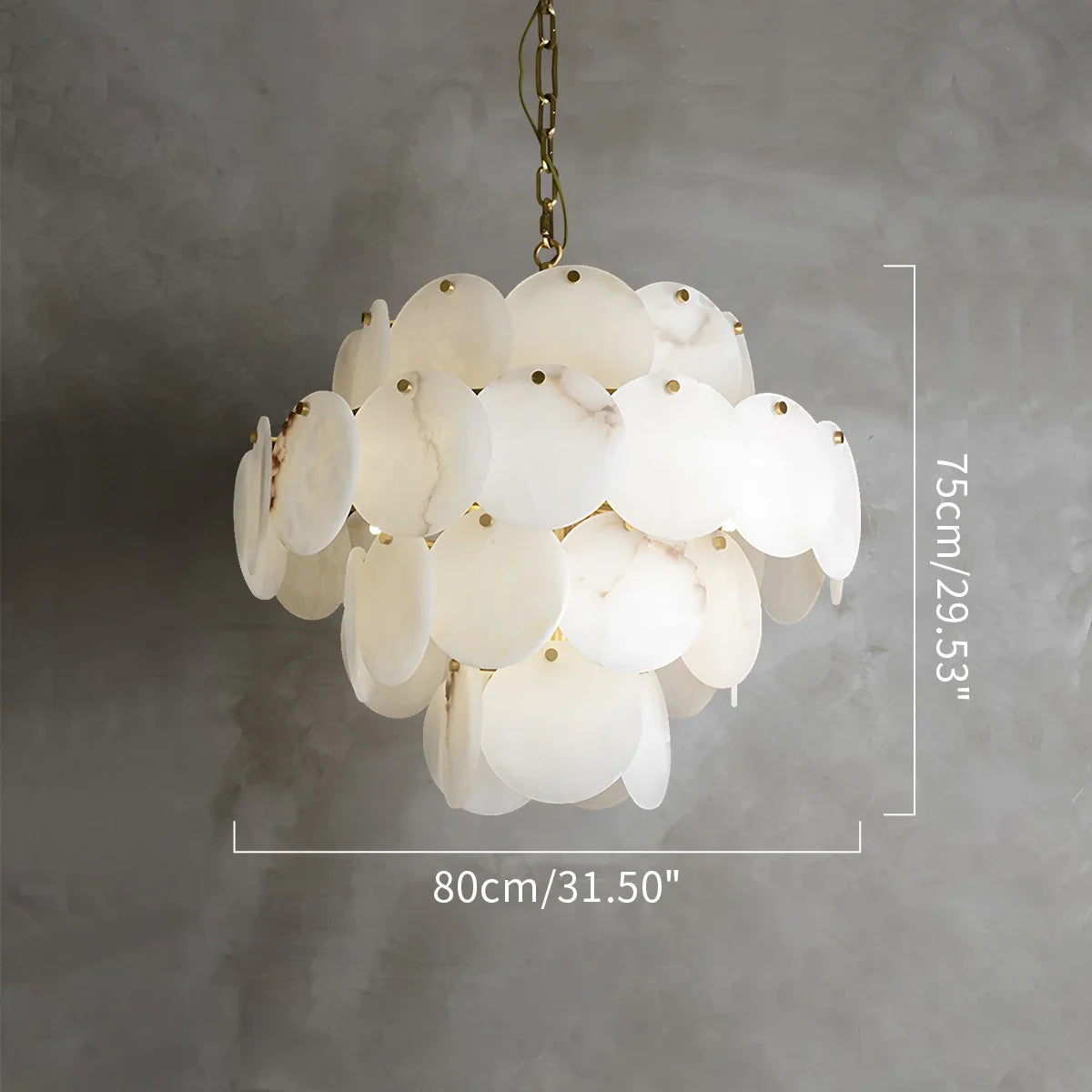 Haown Modern Round Shell Spanish Alabaster Chandelier