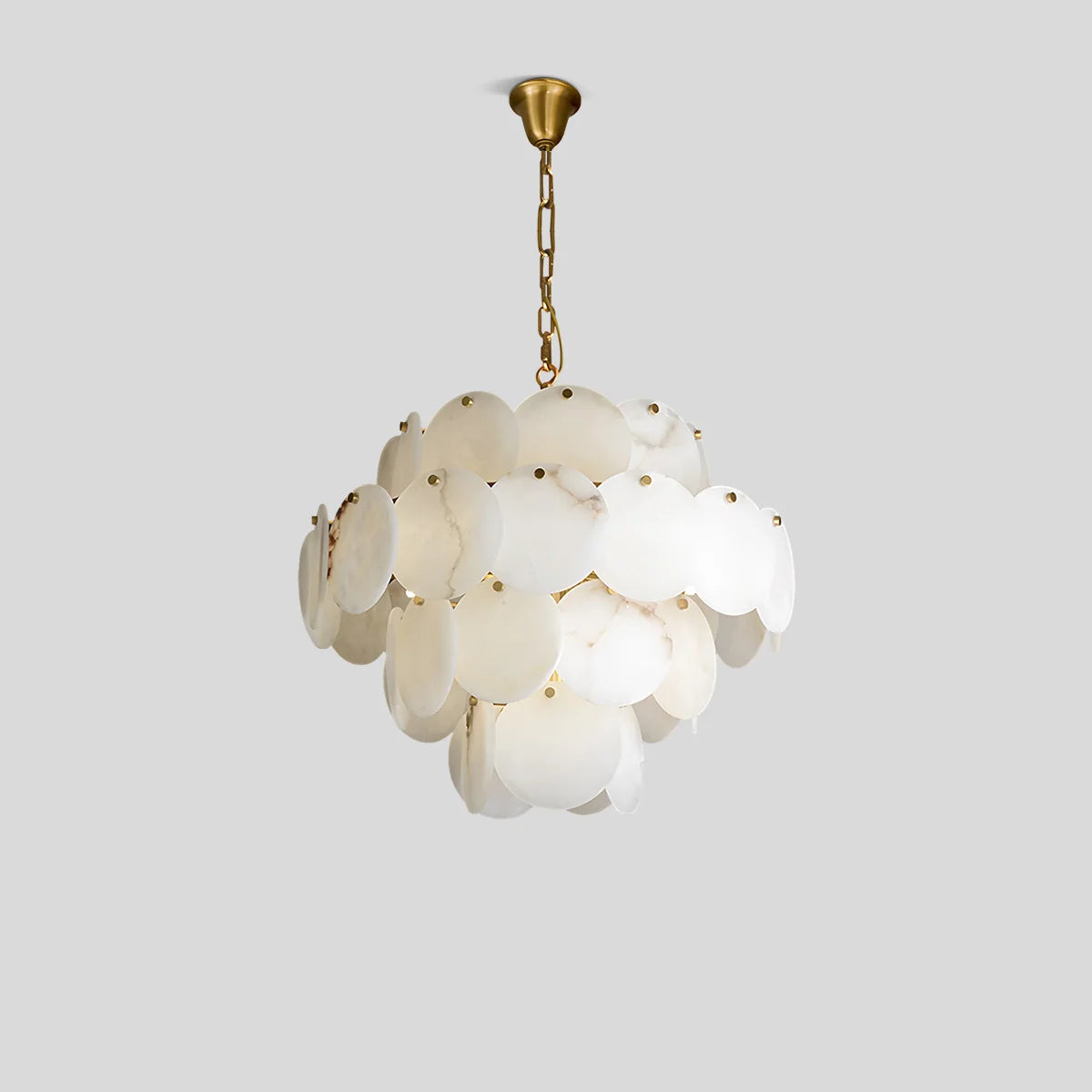 Modern Round Shell Spanish Alabaster Chandelier