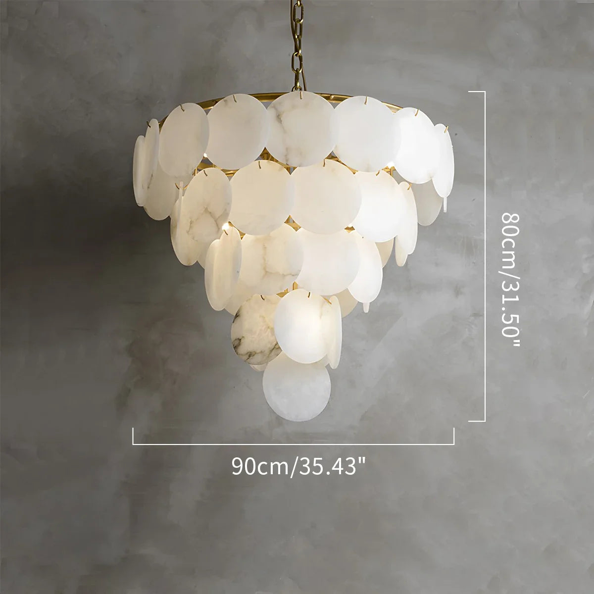 Haown Modern Round Shell Spanish Alabaster Chandelier