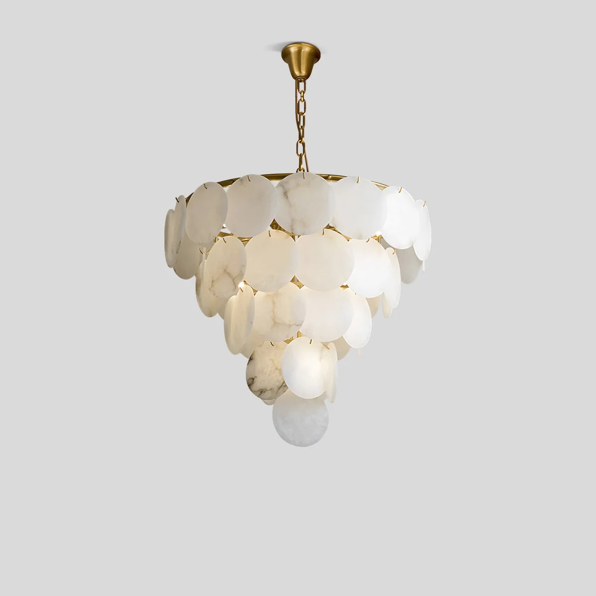 Modern Round Shell Spanish Alabaster Chandelier 5 Layers