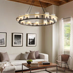 Haown Nordic Art Simulation Candle Glass Chandelier