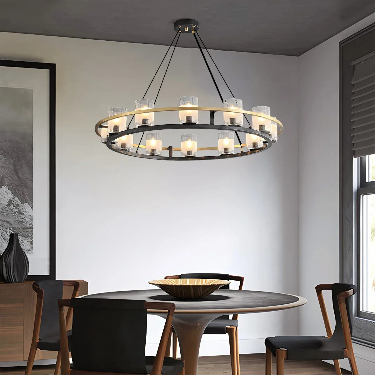 Haown Nordic Art Simulation Candle Glass Chandelier