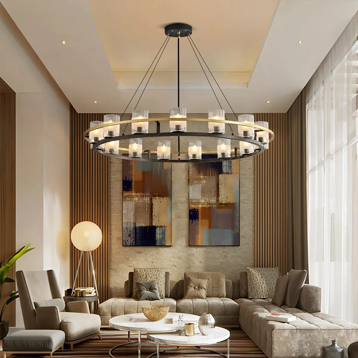 Haown Nordic Art Simulation Candle Glass Chandelier