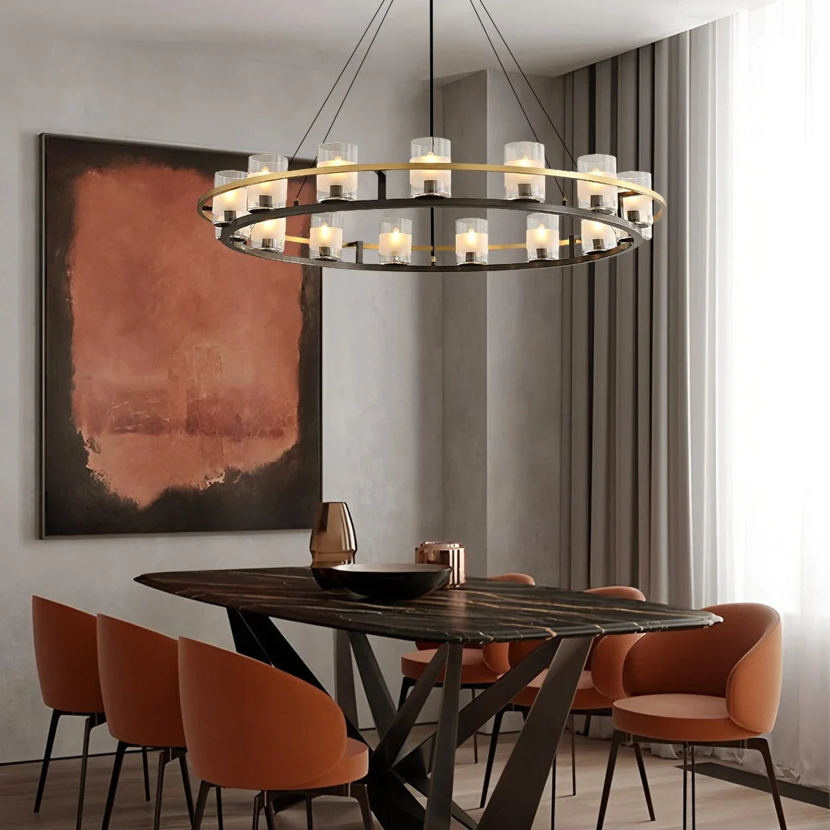Haown Nordic Art Simulation Candle Glass Chandelier