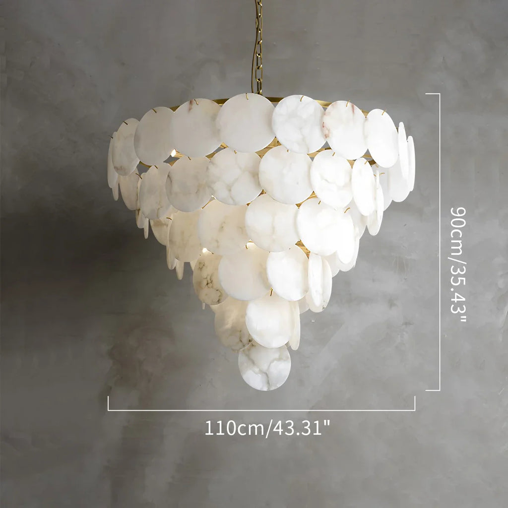 Haown Modern Round Shell Spanish Alabaster Chandelier