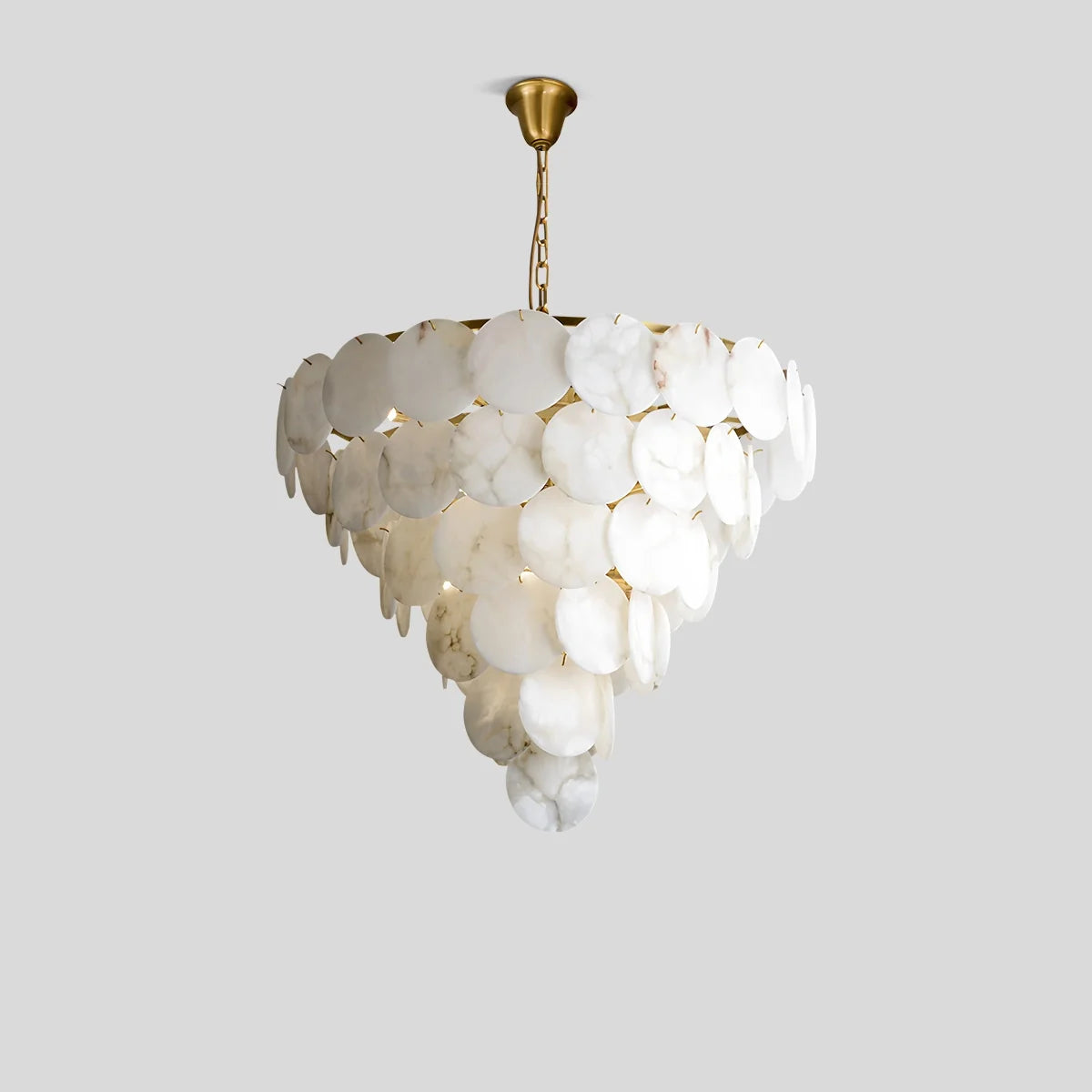Modern Round Shell Spanish Alabaster Chandelier 6 Layers