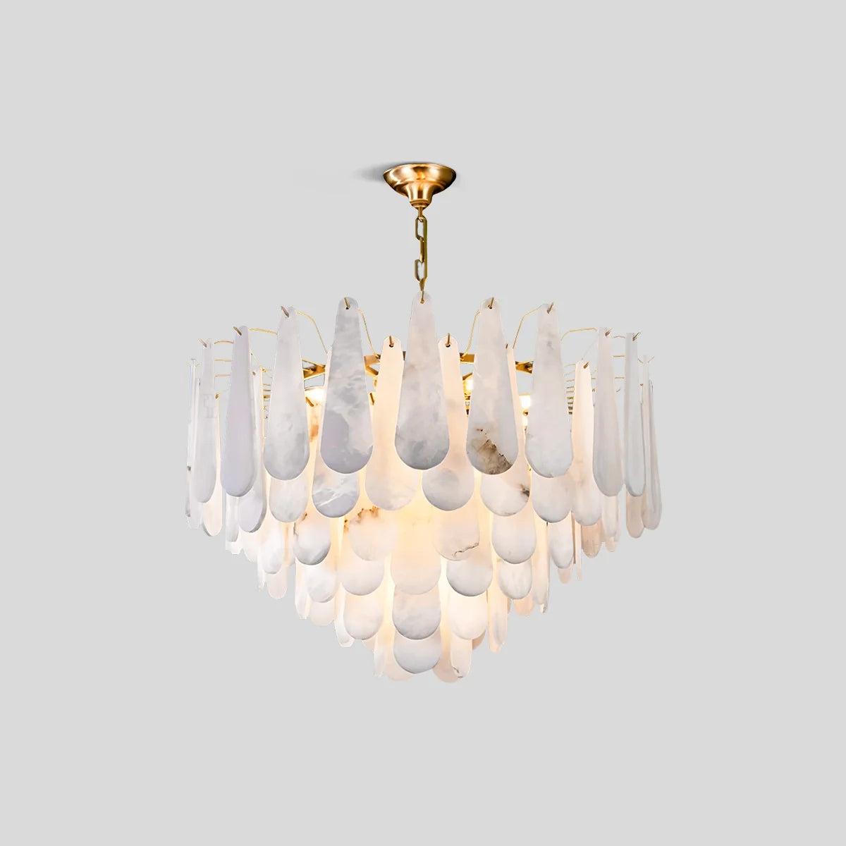 Modern Luxury Multi-layer Spanish Alabaster Chandelier Tricolored Light
