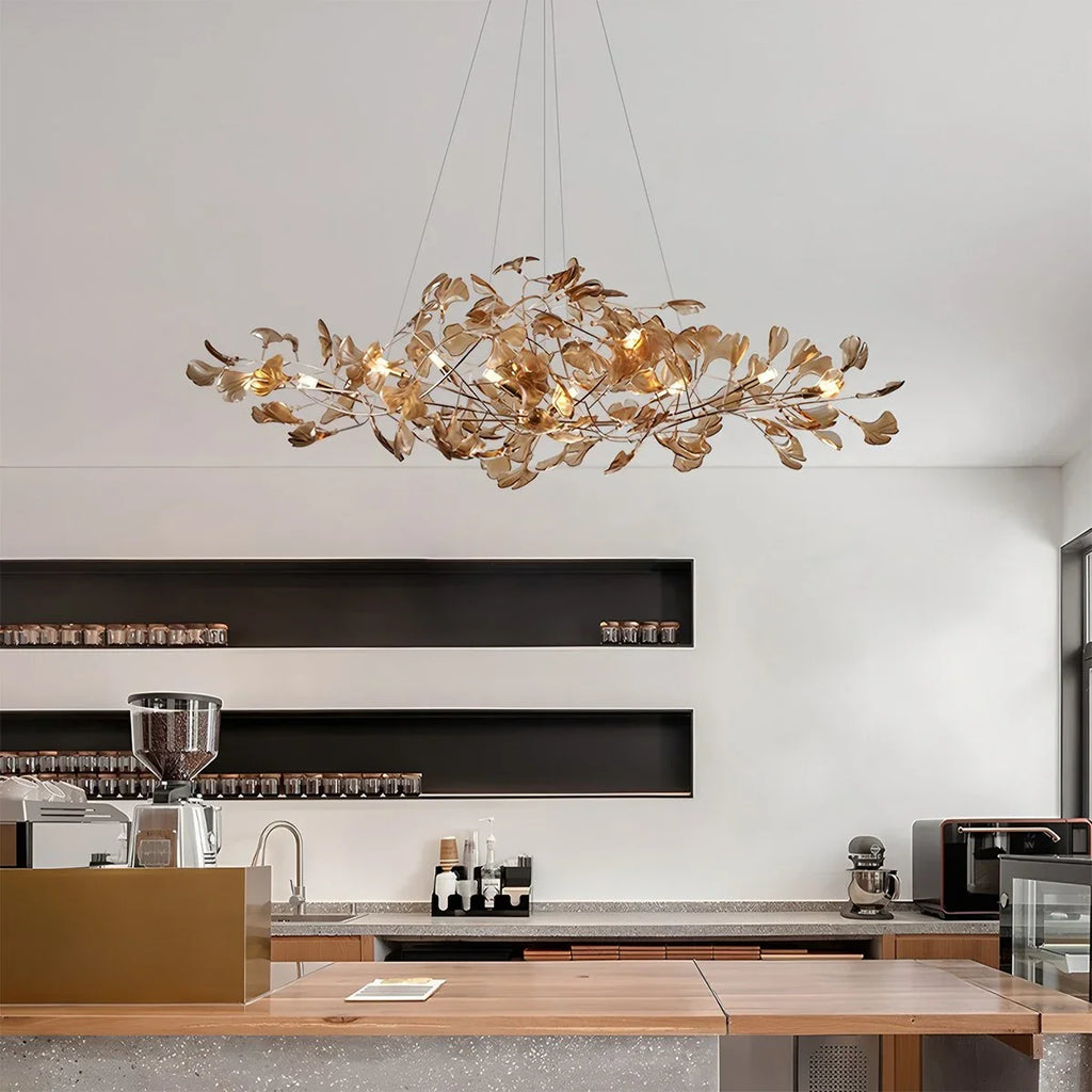 Haown Acrylic Ginkgo Leaf Chandelier for Dining Area