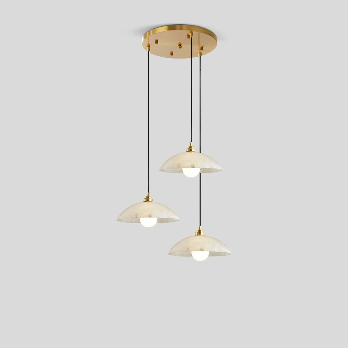 Dome Spanish Alabaster Pendant Light for Dining Room Circular Disk 3 Heads
