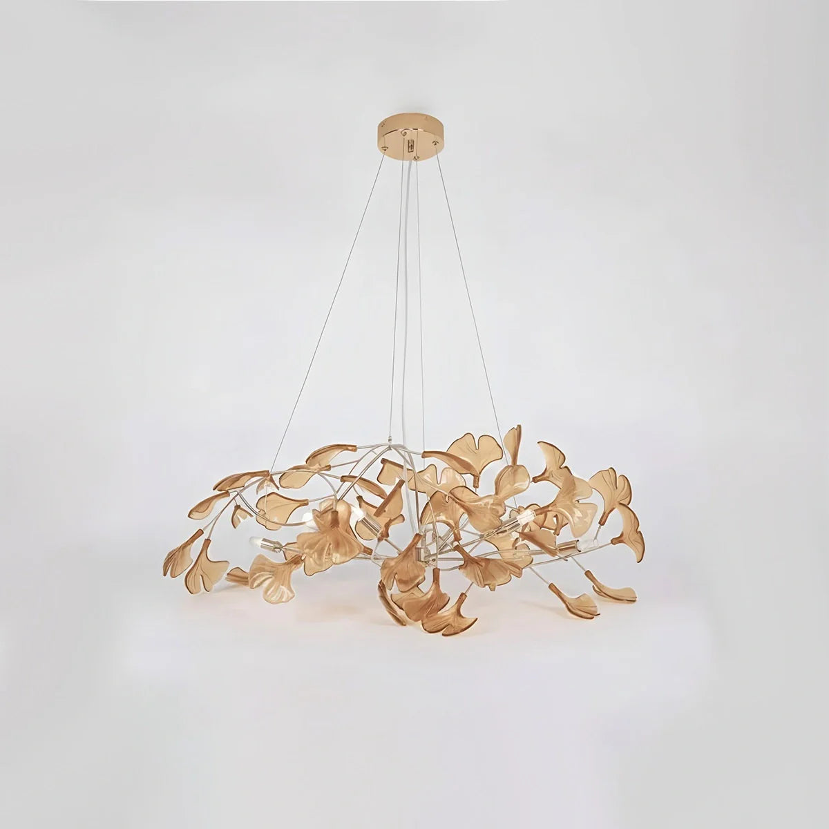 Acrylic Ginkgo Leaf Chandelier for Dining Area Coffee L 31.5" x H 15.7"
