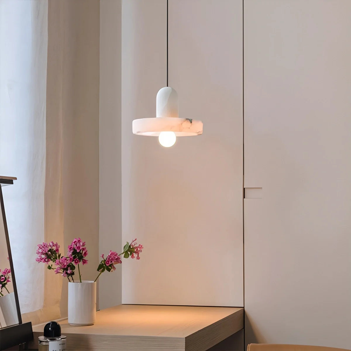 Natural Spanish Alabaster Pendant Light for Bedroom