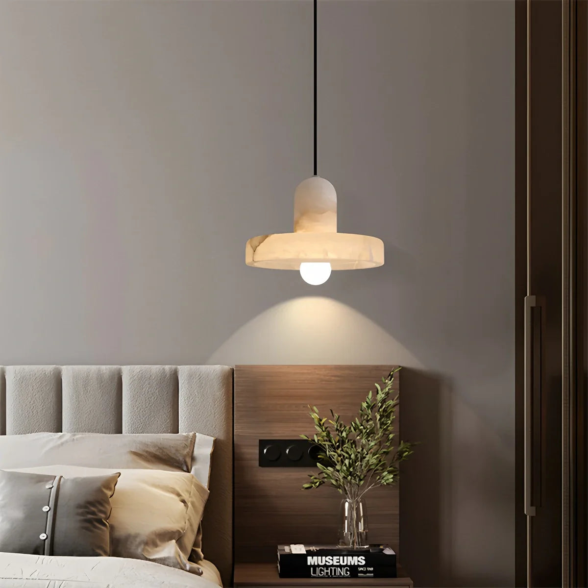 Natural Spanish Alabaster Pendant Light for Bedroom