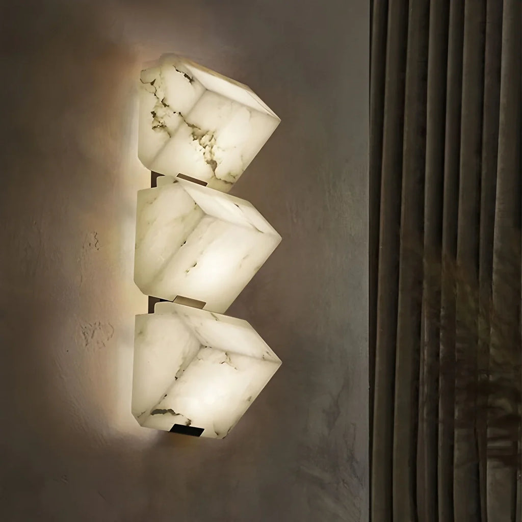 Triple Sloping Block Spanish Alabaster Wall Sconce