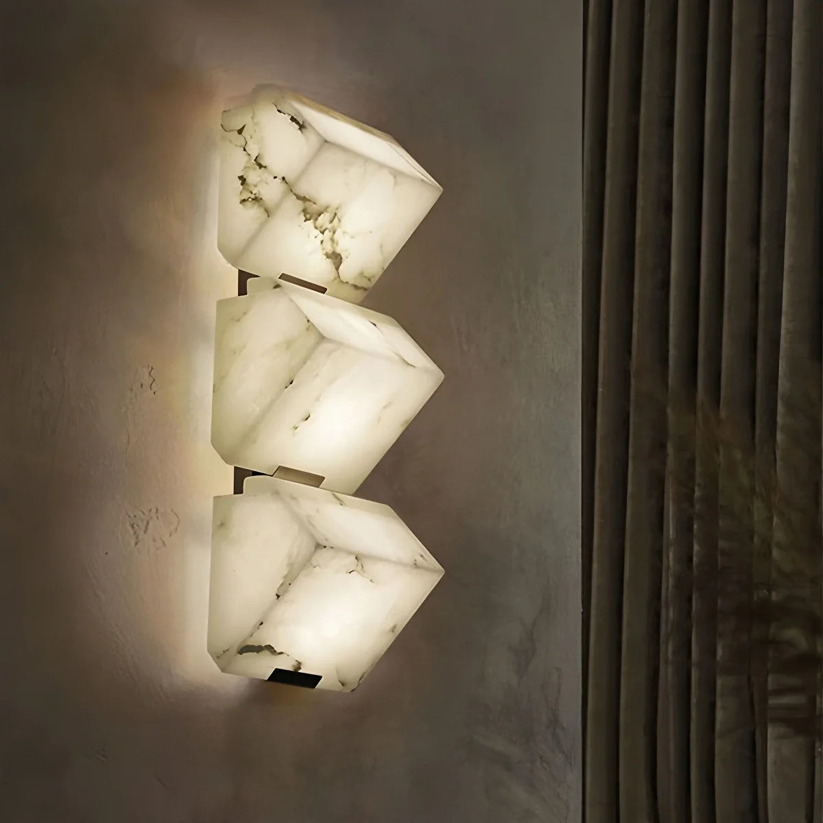 Triple Sloping Block Spanish Alabaster Wall Sconce
