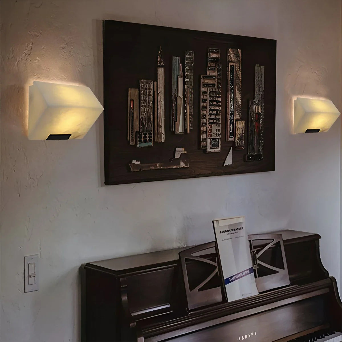 Triple Sloping Block Spanish Alabaster Wall Sconce