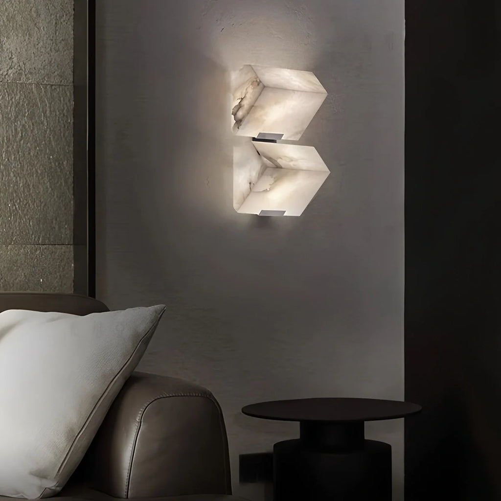 Triple Sloping Block Spanish Alabaster Wall Sconce