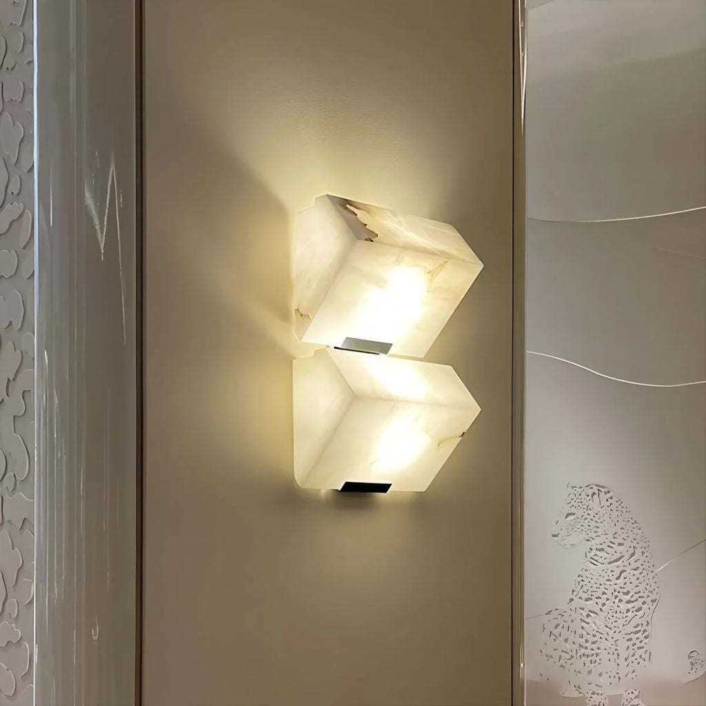 Triple Sloping Block Spanish Alabaster Wall Sconce