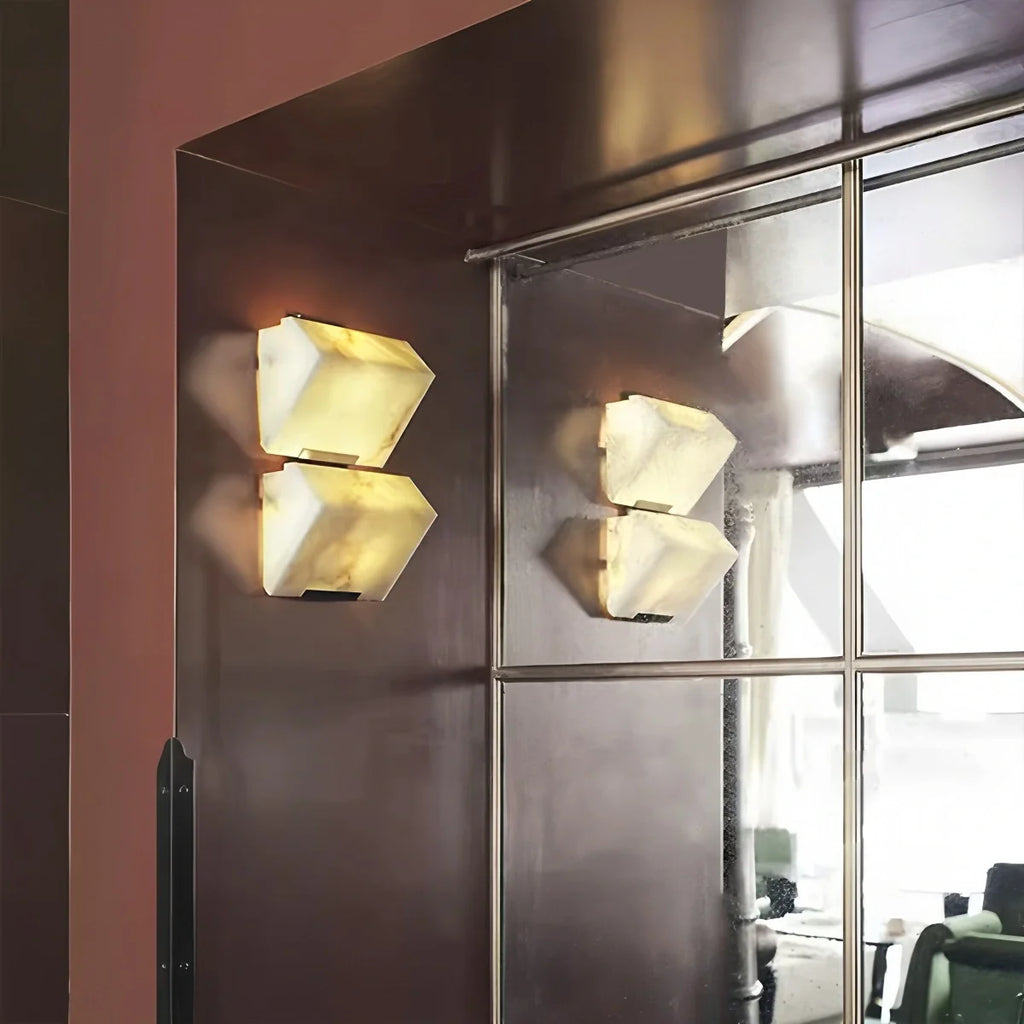 Triple Sloping Block Spanish Alabaster Wall Sconce