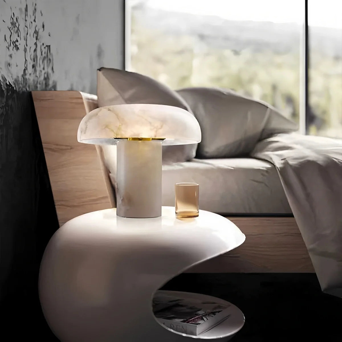 Creative Mushroom Shaped Spanish Alabaster Table Lamp