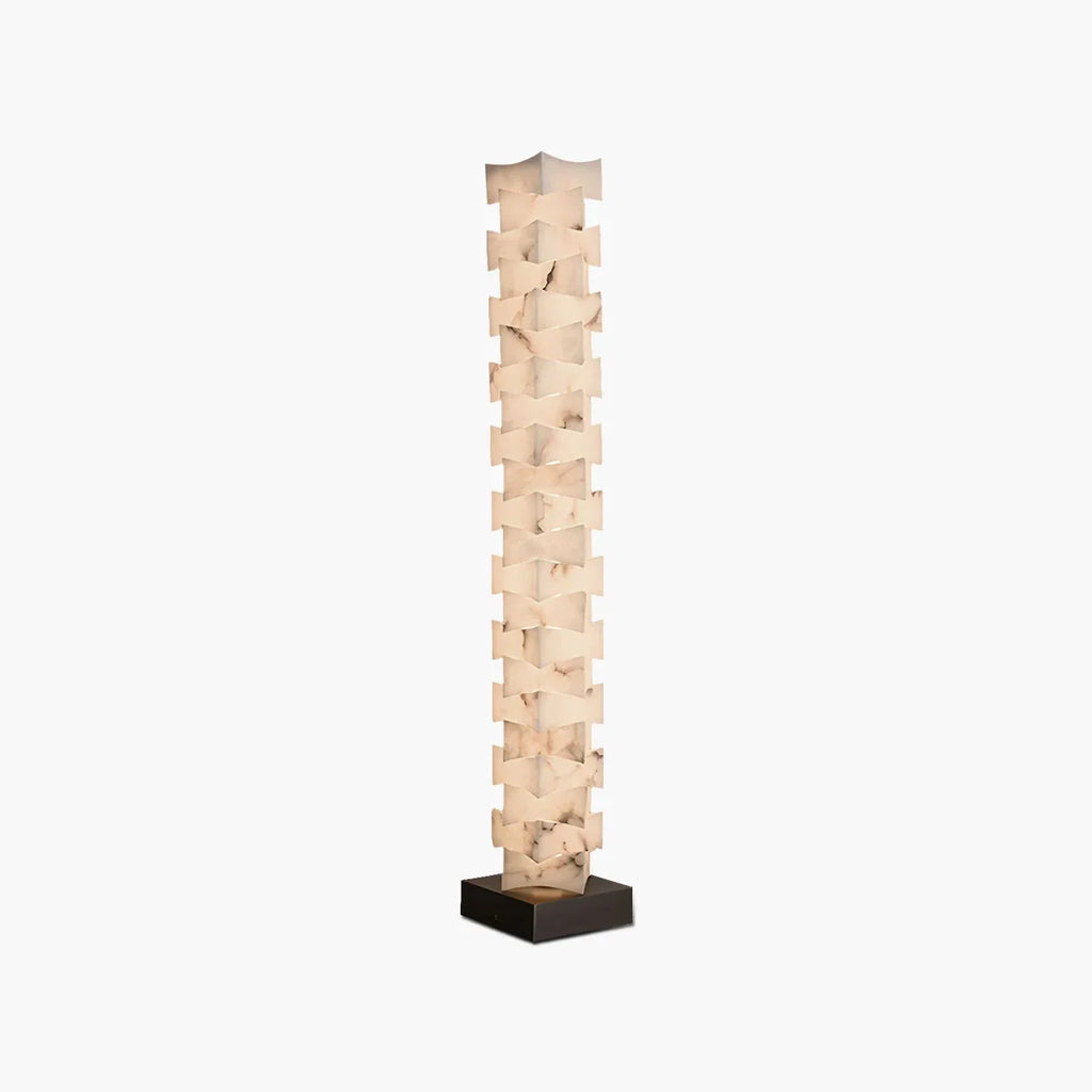 Creative Stacked Spanish Alabaster Squares Floor Lamp