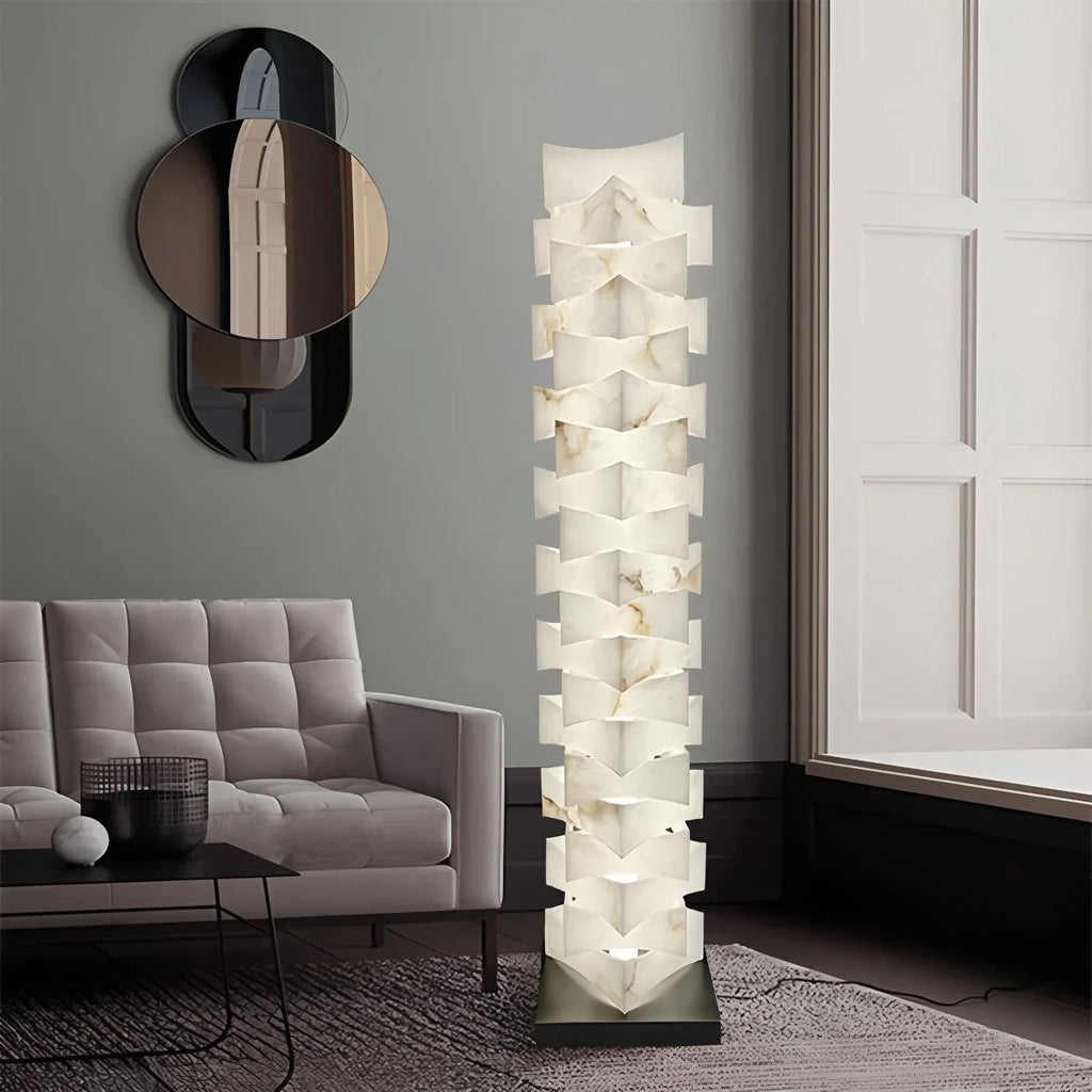 Creative Stacked Spanish Alabaster Squares Floor Lamp
