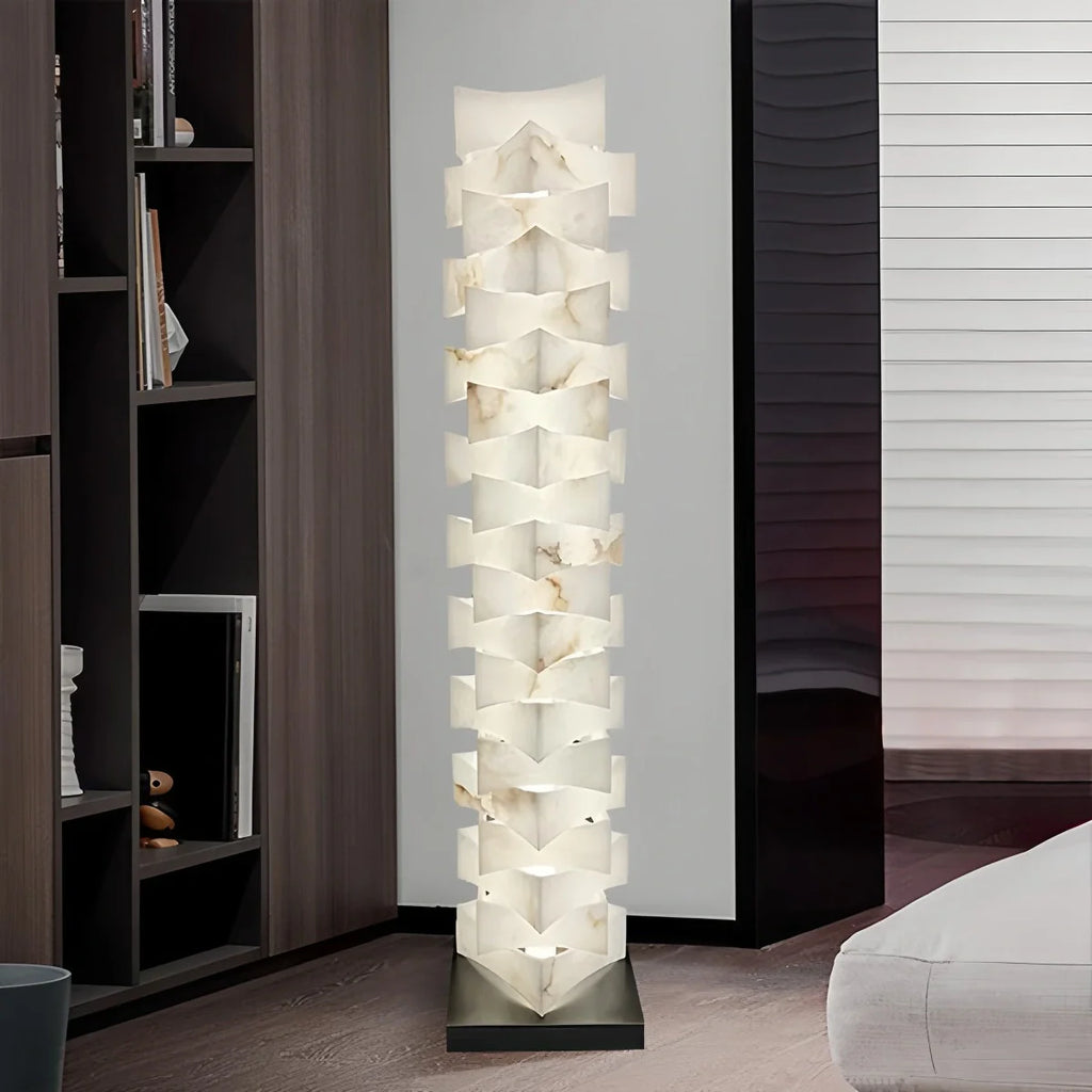 Creative Stacked Spanish Alabaster Squares Floor Lamp