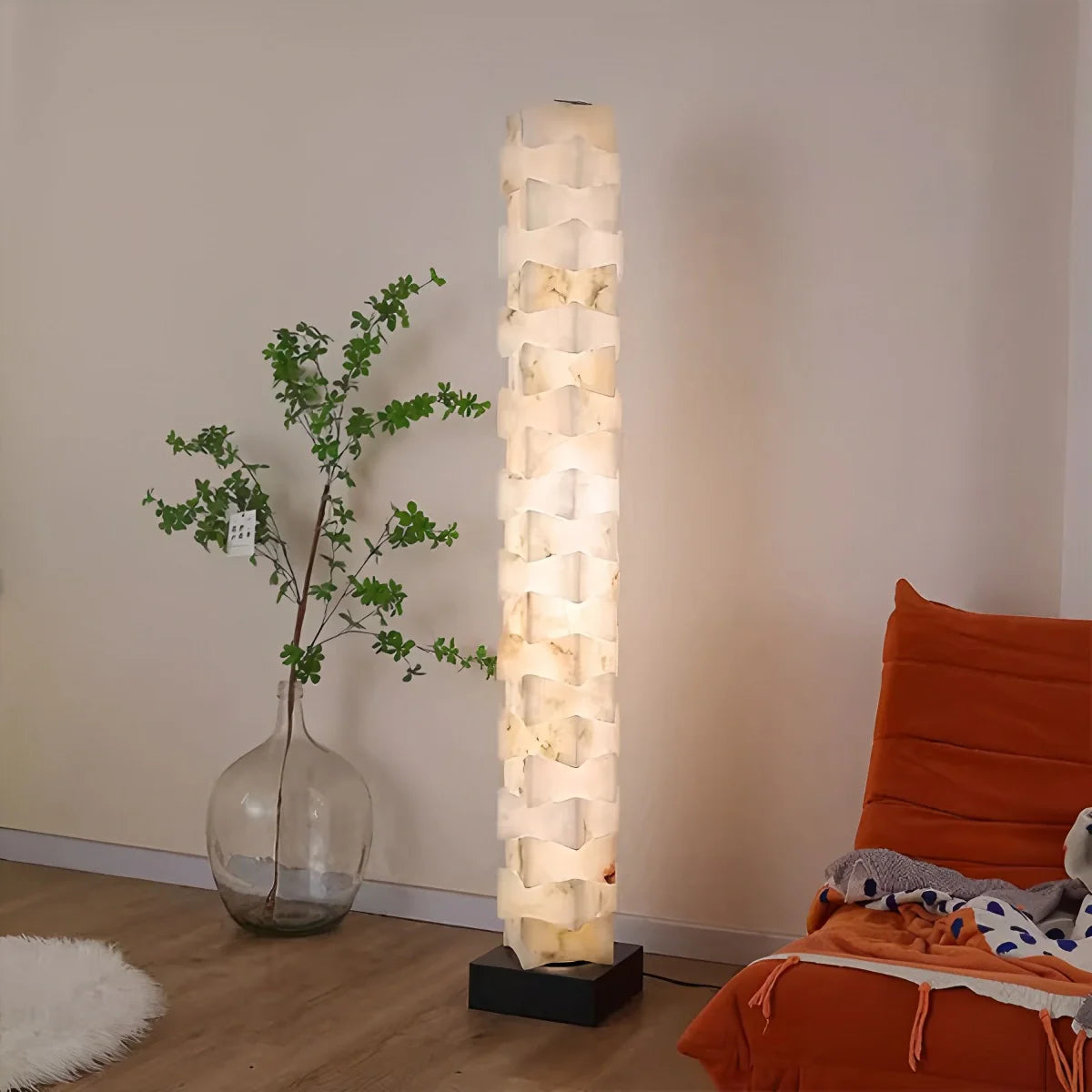 Creative Stacked Spanish Alabaster Squares Floor Lamp