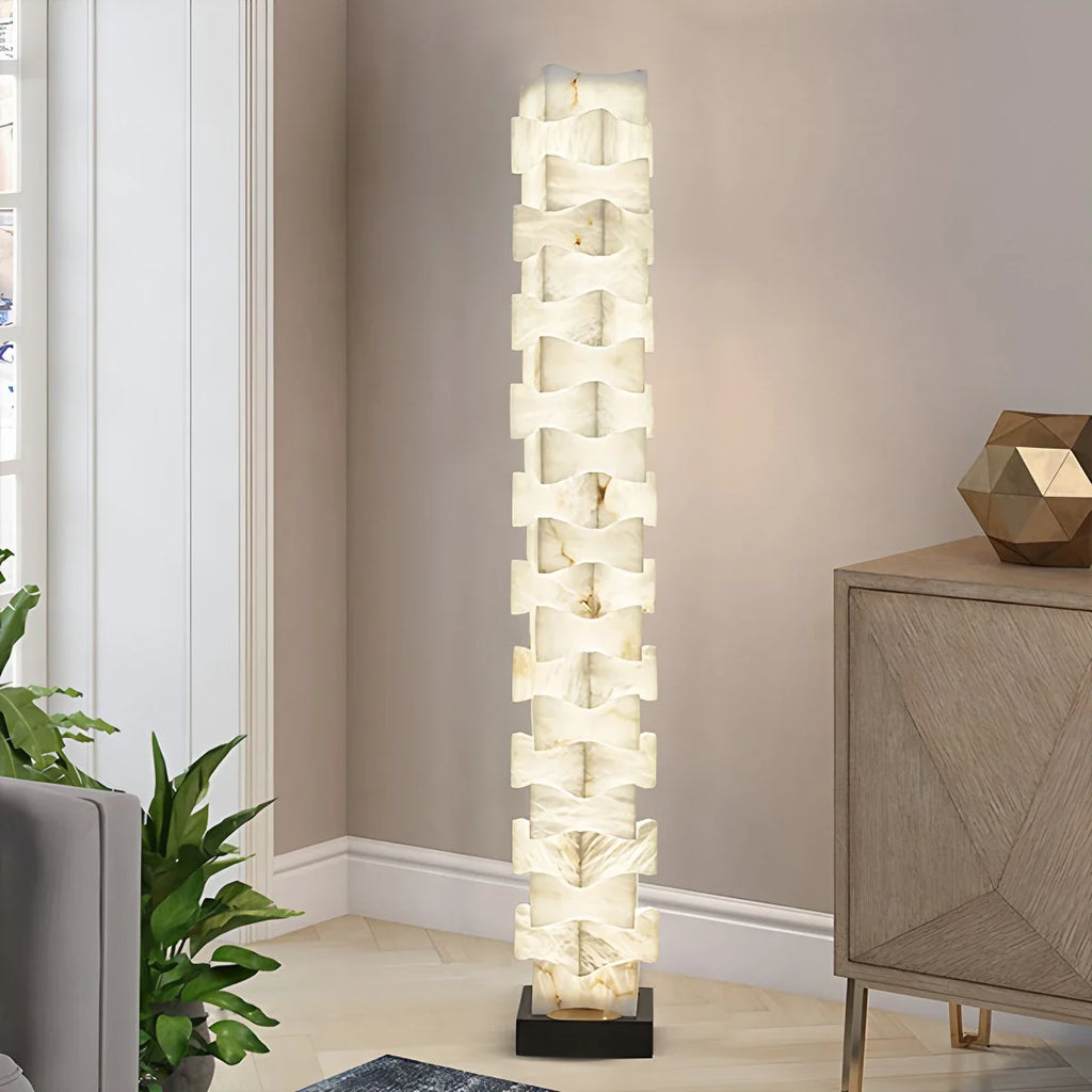 Creative Stacked Spanish Alabaster Squares Floor Lamp