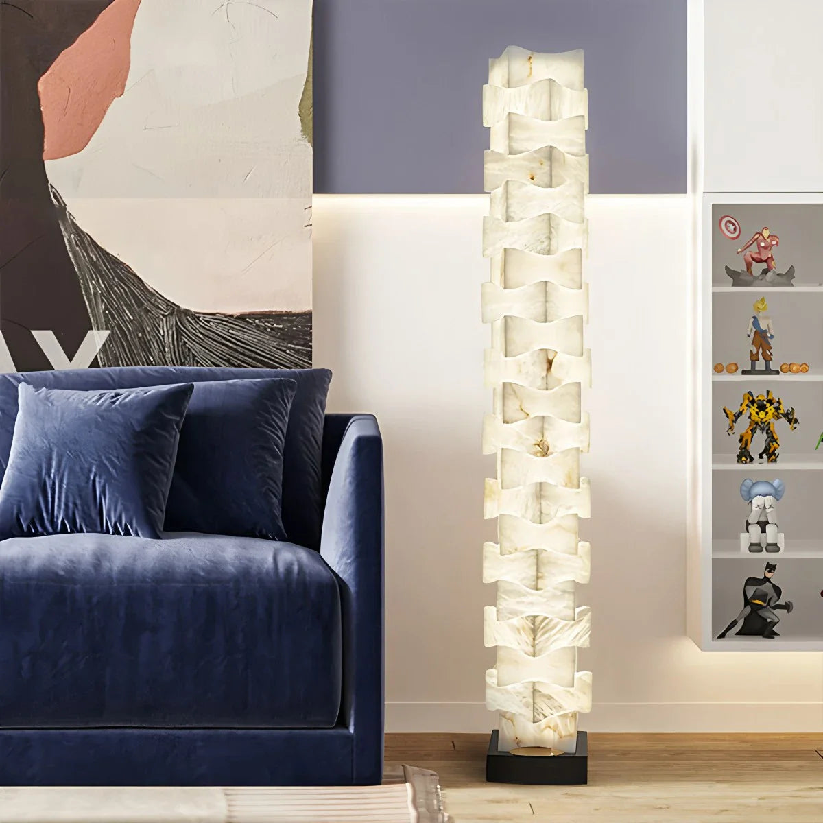 Creative Stacked Spanish Alabaster Squares Floor Lamp