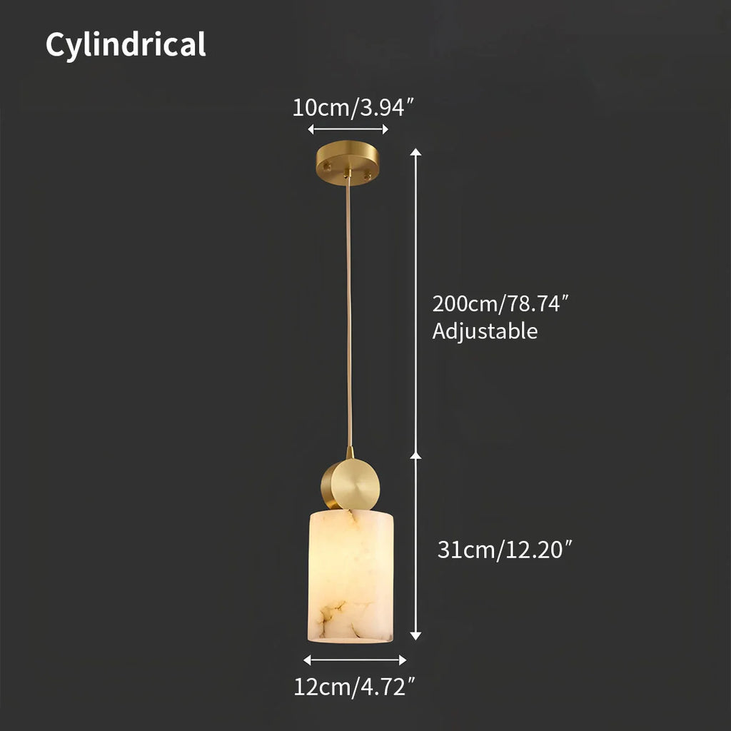All Copper Geometric Spanish Alabaster Pendant Light Warm Light