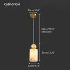 All Copper Geometric Spanish Alabaster Pendant Light Warm Light