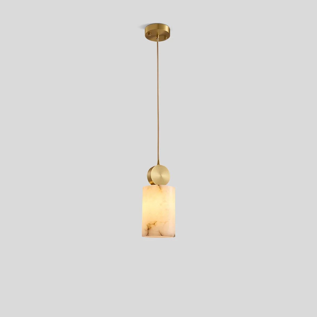 All Copper Geometric Spanish Alabaster Pendant Light Cylindrical Warm Light