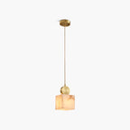 All Copper Geometric Spanish Alabaster Pendant Light