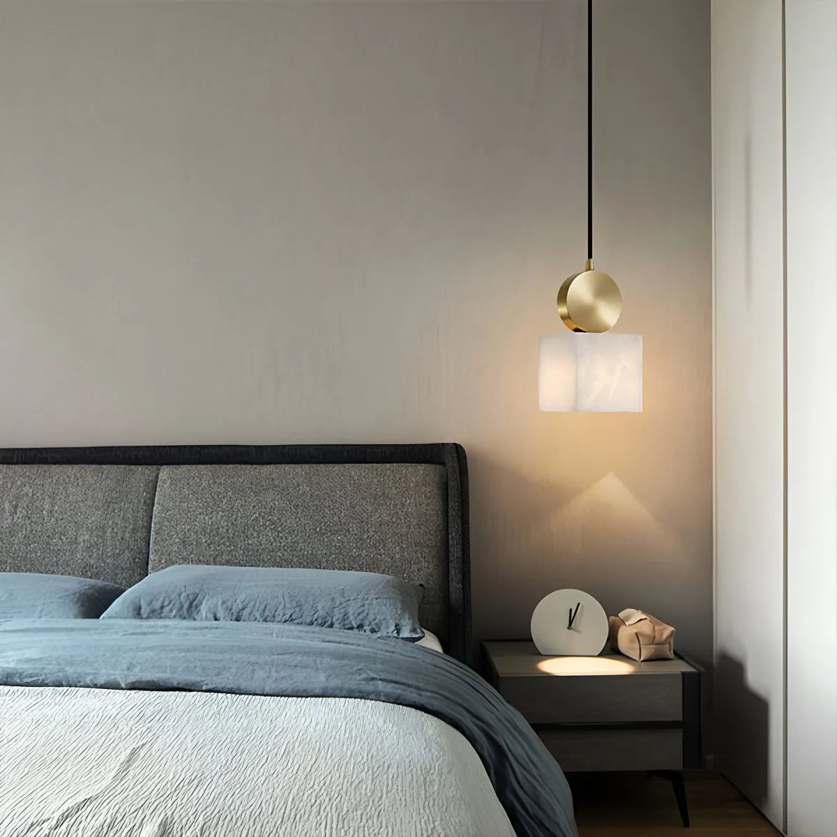 All Copper Geometric Spanish Alabaster Pendant Light