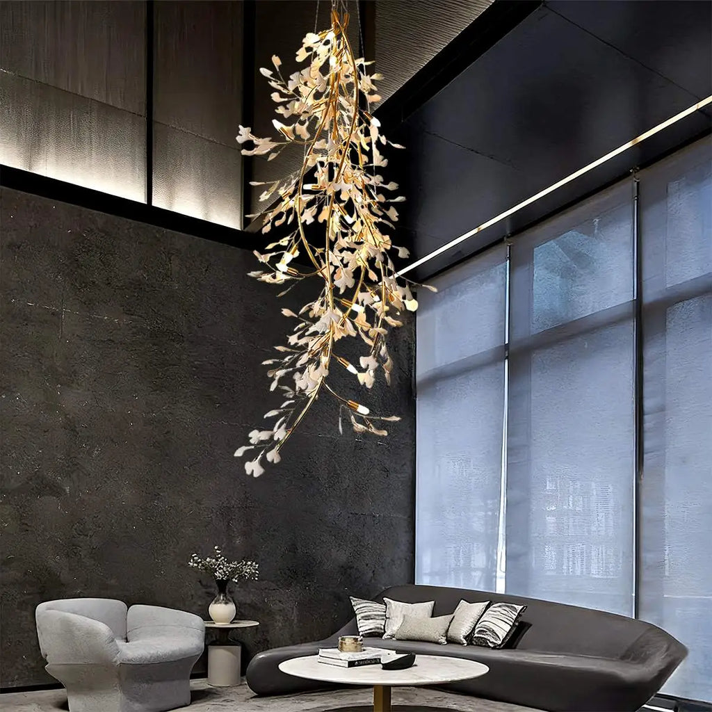 Ginkgo Long Branch Chandelier for High Ceiling