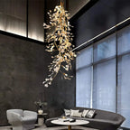 Ginkgo Long Branch Chandelier for High Ceiling