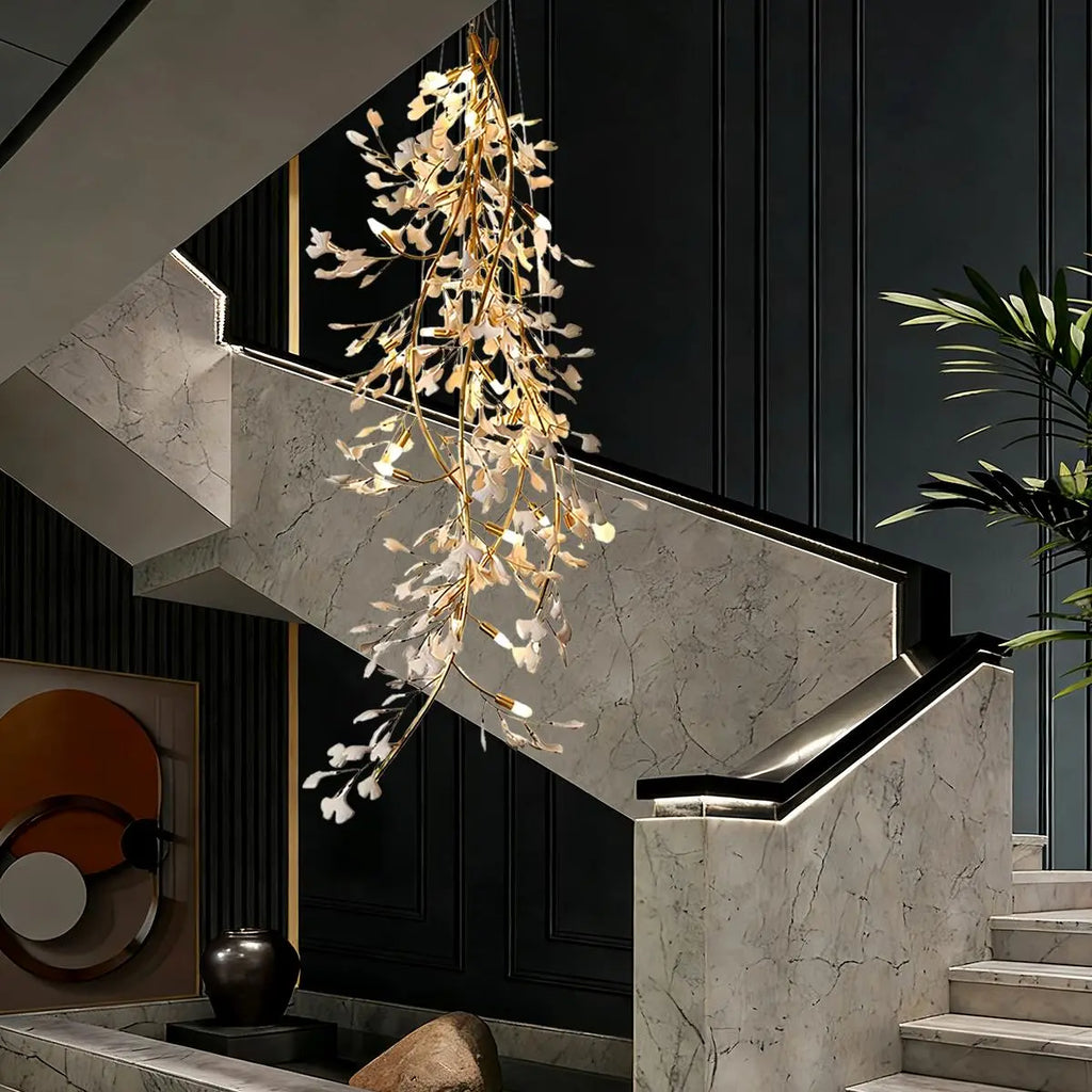 Ginkgo Long Branch Chandelier for High Ceiling