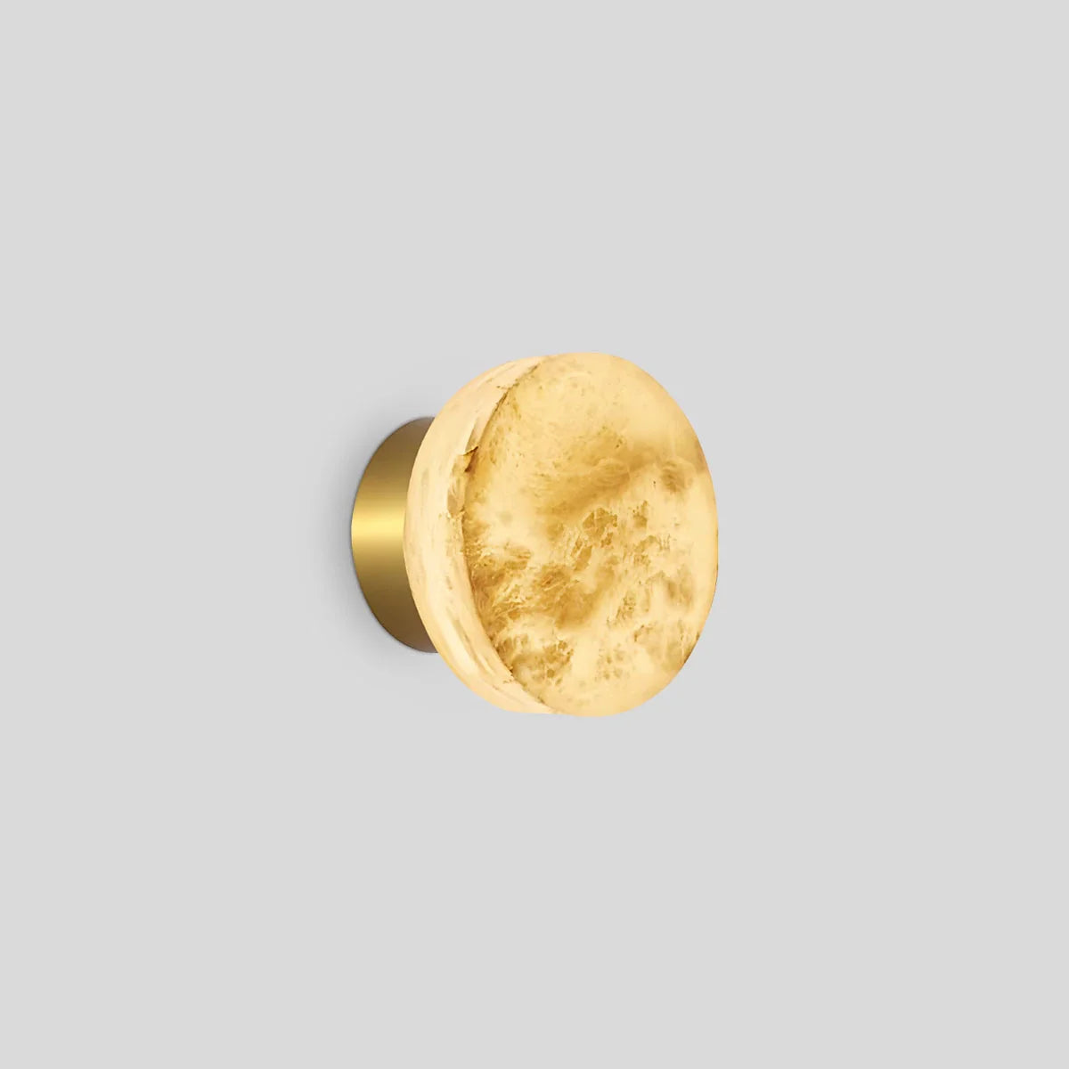 Simple Round Spanish Alabaster Wall Light for Hallway Gold