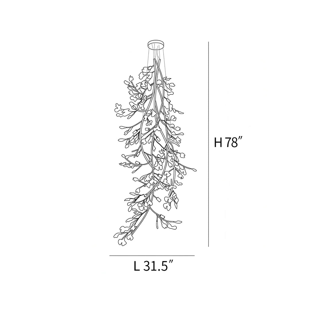 Ginkgo Long Branch Chandelier for High Ceiling