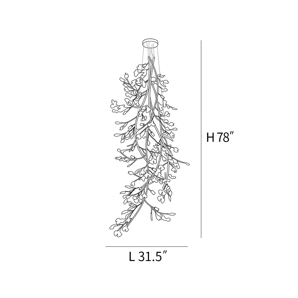 Ginkgo Long Branch Chandelier for High Ceiling